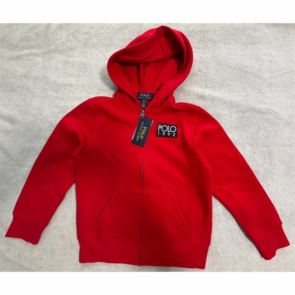 Polo Ralph Lauren Polo 1992 Boys Hoodie Red Full Zip Size S (8)